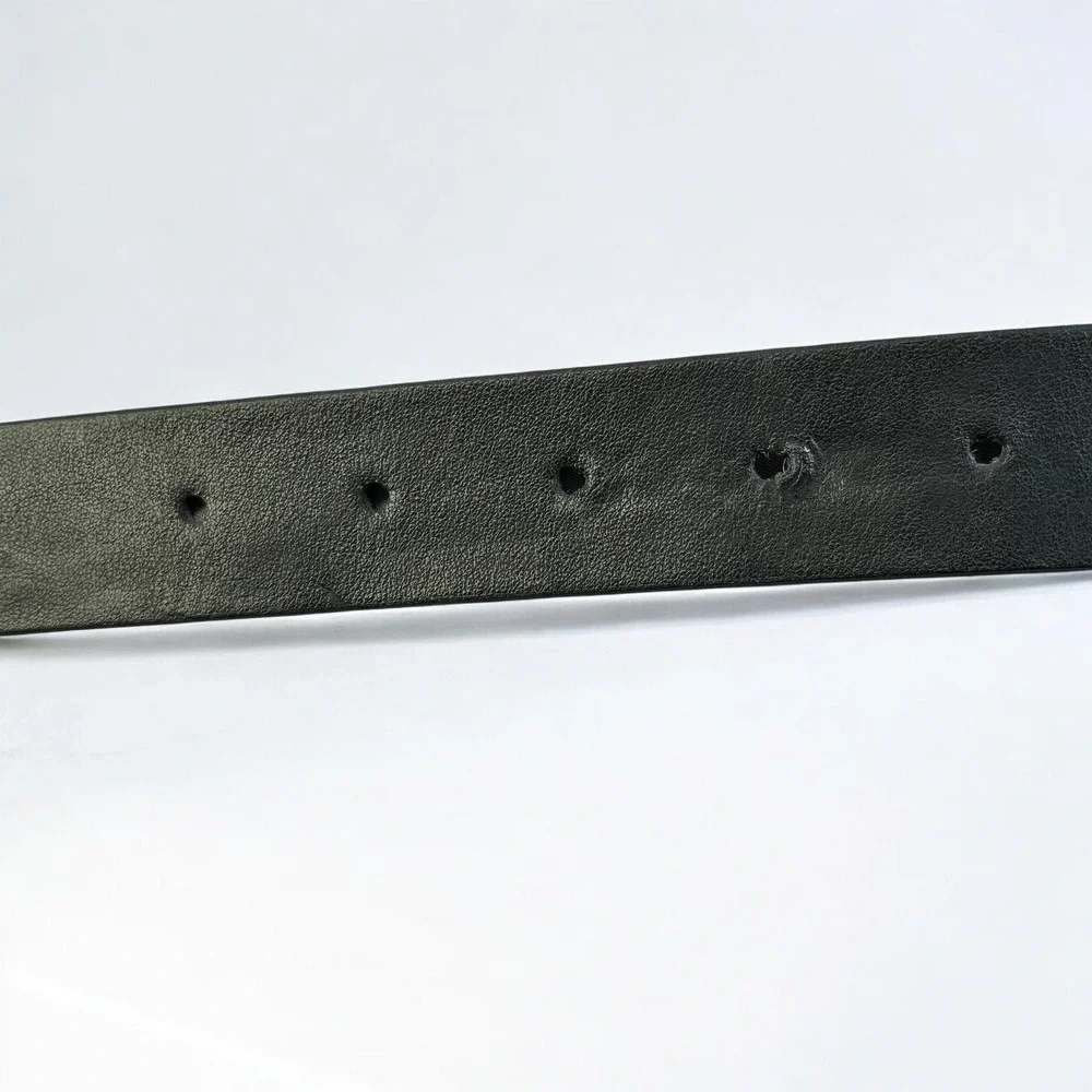 Designer Style Leather Belt (USA) Silver Tone Buckle‎ (Italy) Women Size 36 90